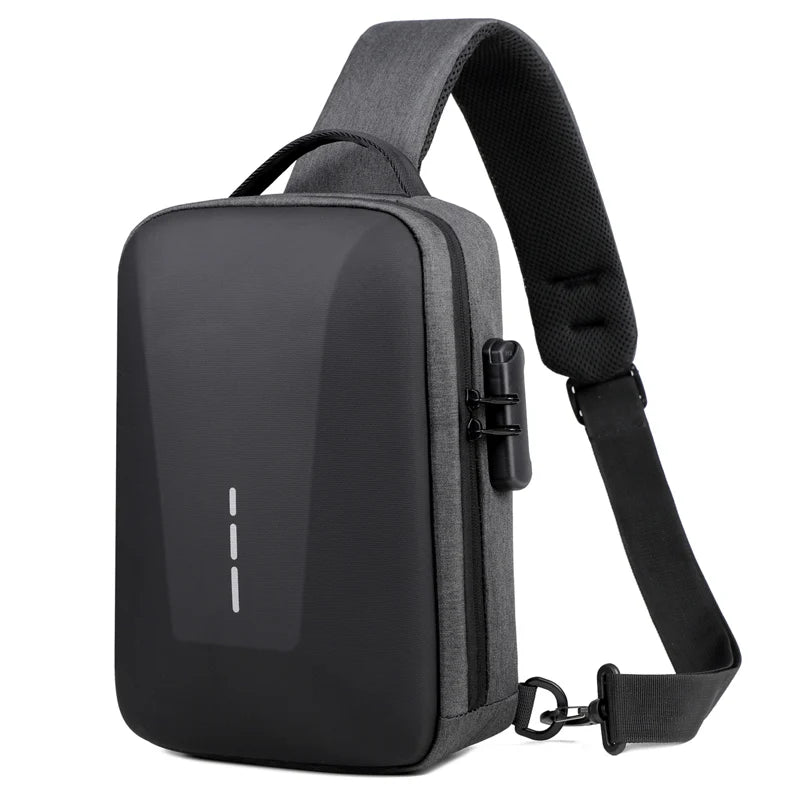 Anti-Theft Combination Lock Chest Bag with USB Charging Port – Men's Fashion Crossbody Travel Shoulder Bag