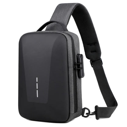 Anti-Theft Combination Lock Chest Bag with USB Charging Port – Men's Fashion Crossbody Travel Shoulder Bag