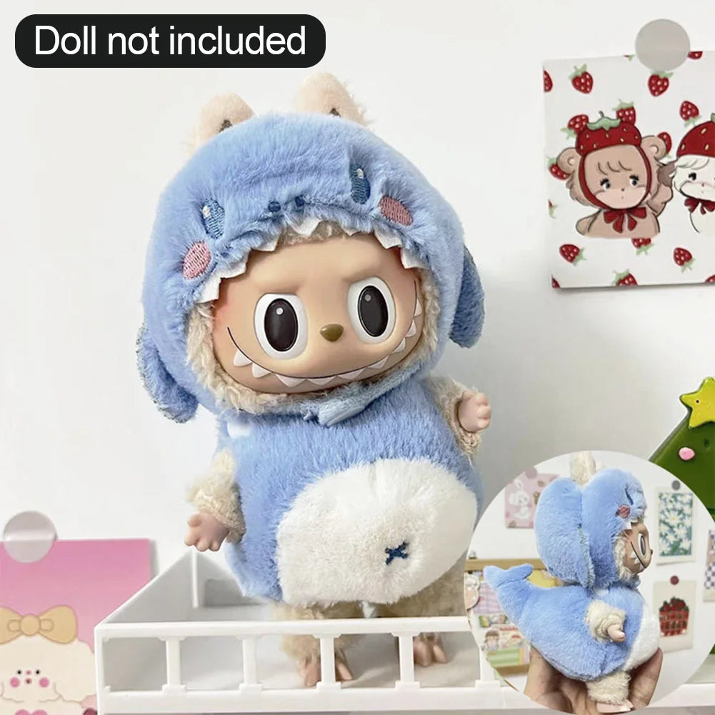 17cm Labubu Doll Clothes — DIY Accessories Heartbeat Long-Eared Furry Rabbit Costume | Cartoon Dress-Up Outfit