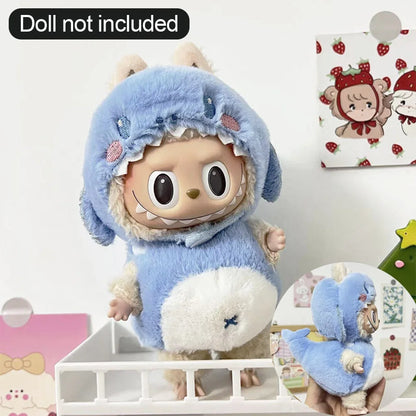17cm Labubu Doll Clothes — DIY Accessories Heartbeat Long-Eared Furry Rabbit Costume | Cartoon Dress-Up Outfit