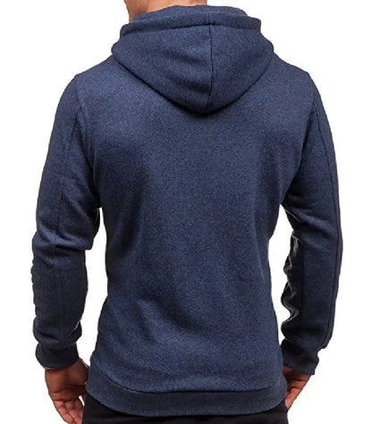 Men’s Casual Zip Hoodie – Solid Color Hooded Sweatshirt Jacket Cardigan for Spring & Autumn