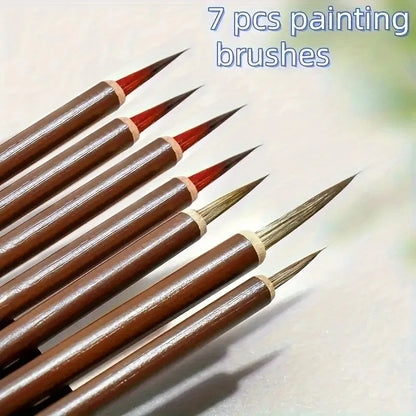 Fine Line Art Brush Set – Handmade Precision Calligraphy & Digital Painting Detail Brushes for Professional Artwork