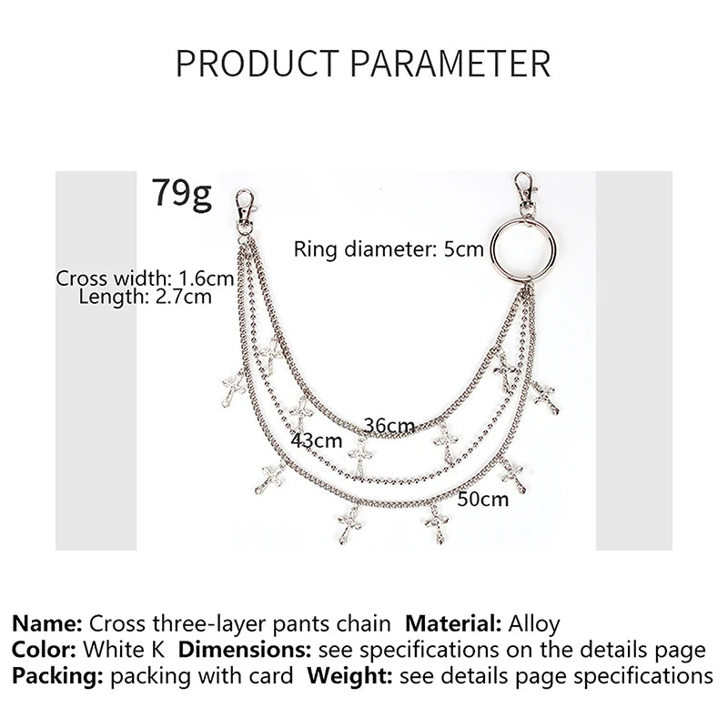 Punk Rock Metal Waist Chain Keychain – Unisex Hip-Hop Jewelry for Jeans, Wallets & Accessories