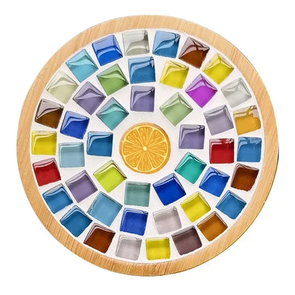 DIY Handmade Mosaic Coaster Set – Bamboo Heart & Square Cup Mats, Creative Parent-Child Educational Craft Toy Kit for Free Design Activities