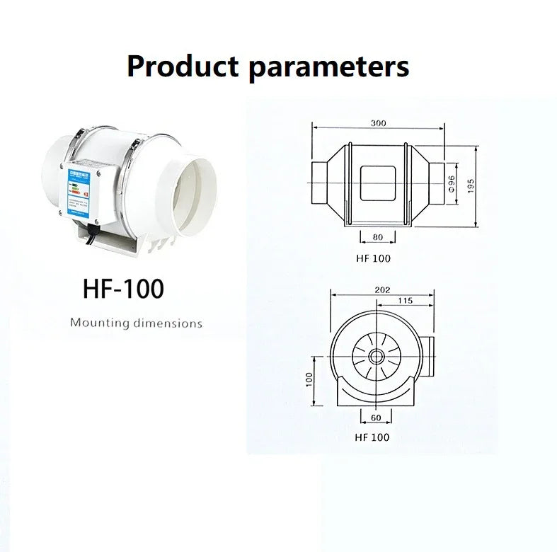 Silent Inline Exhaust Fan | 4/5/6 Inch Bathroom, Kitchen, Toilet Ventilator, 220V Wall Extractor Pipe Duct Fan