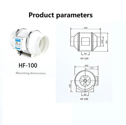 Silent Inline Exhaust Fan | 4/5/6 Inch Bathroom, Kitchen, Toilet Ventilator, 220V Wall Extractor Pipe Duct Fan