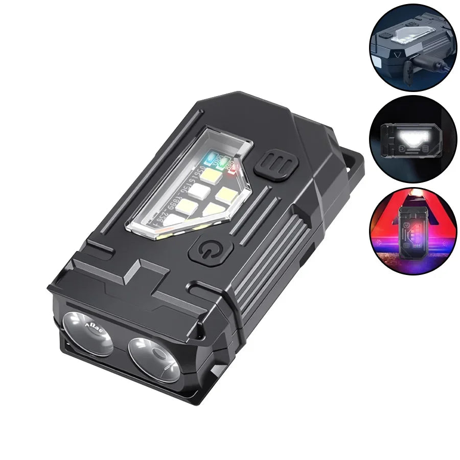Mini COB LED Flashlight – USB-C Rechargeable EDC Work Light with Clip, Magnet, Waterproof Pocket Torch for Camping & Outdoor Use