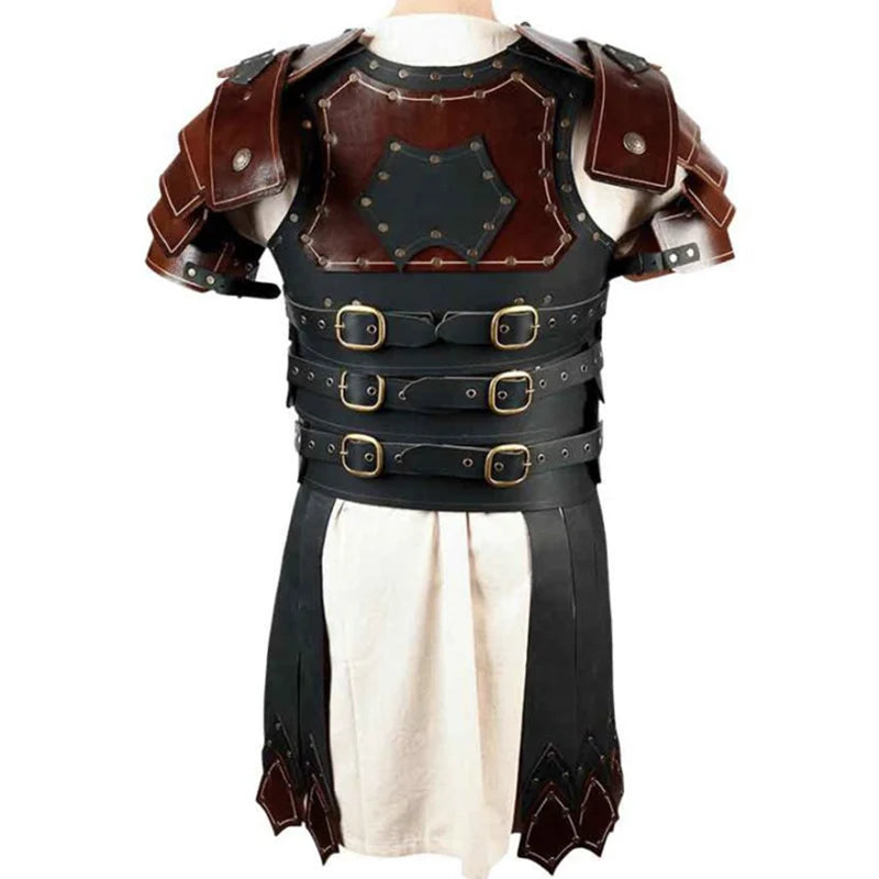 Medieval Greek & Roman Gladiator Armor – PU Leather Cuirass Shoulder & Chest Plate for Viking Warrior, Knight Cosplay & LARP Costume