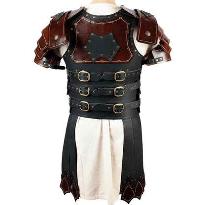 Medieval Greek & Roman Gladiator Armor – PU Leather Cuirass Shoulder & Chest Plate for Viking Warrior, Knight Cosplay & LARP Costume