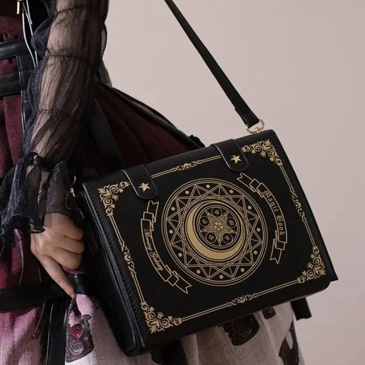 Y2K Korean Gothic Square Black Shoulder Bag - Harajuku Vintage Aesthetic Purses, Luxury Designer Handbag & Messenger Tote for Women