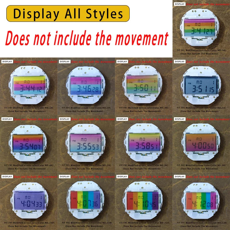 Casio F91W WS-7 A158 A159W A168 Screen Color Film - 3PCS Retro Square DIY Watch Modification Stickers