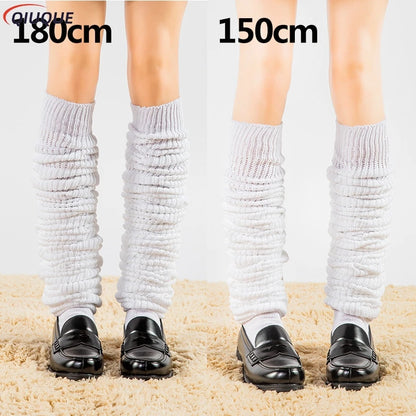 White & Black Loose Slouch Socks – JK Uniform Cosplay Leg Warmers for Women & Girls