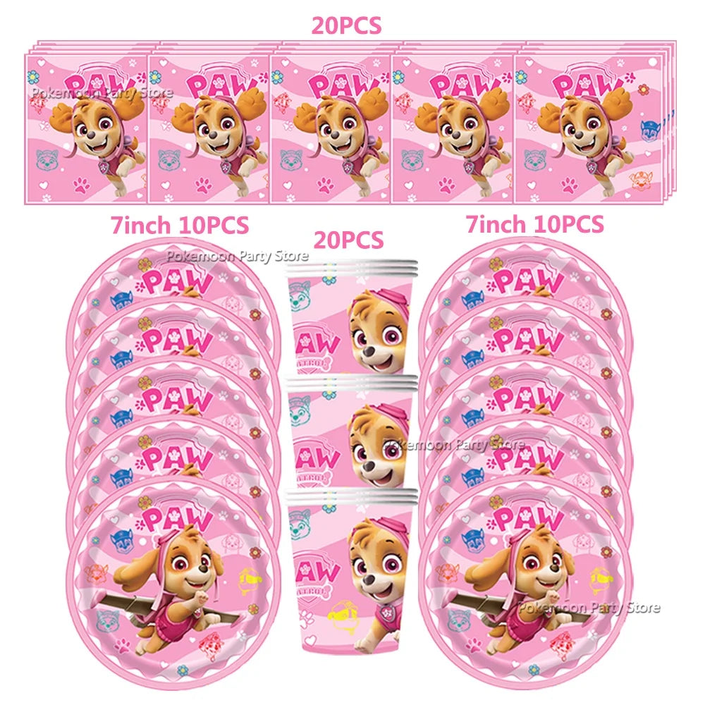 Paw Patrol Kids Birthday Party Supplies Set – Cups, Plates, Napkins, Gift Bags & Cake Toppers Decorations Kit