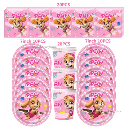 Paw Patrol Kids Birthday Party Supplies Set – Cups, Plates, Napkins, Gift Bags & Cake Toppers Decorations Kit