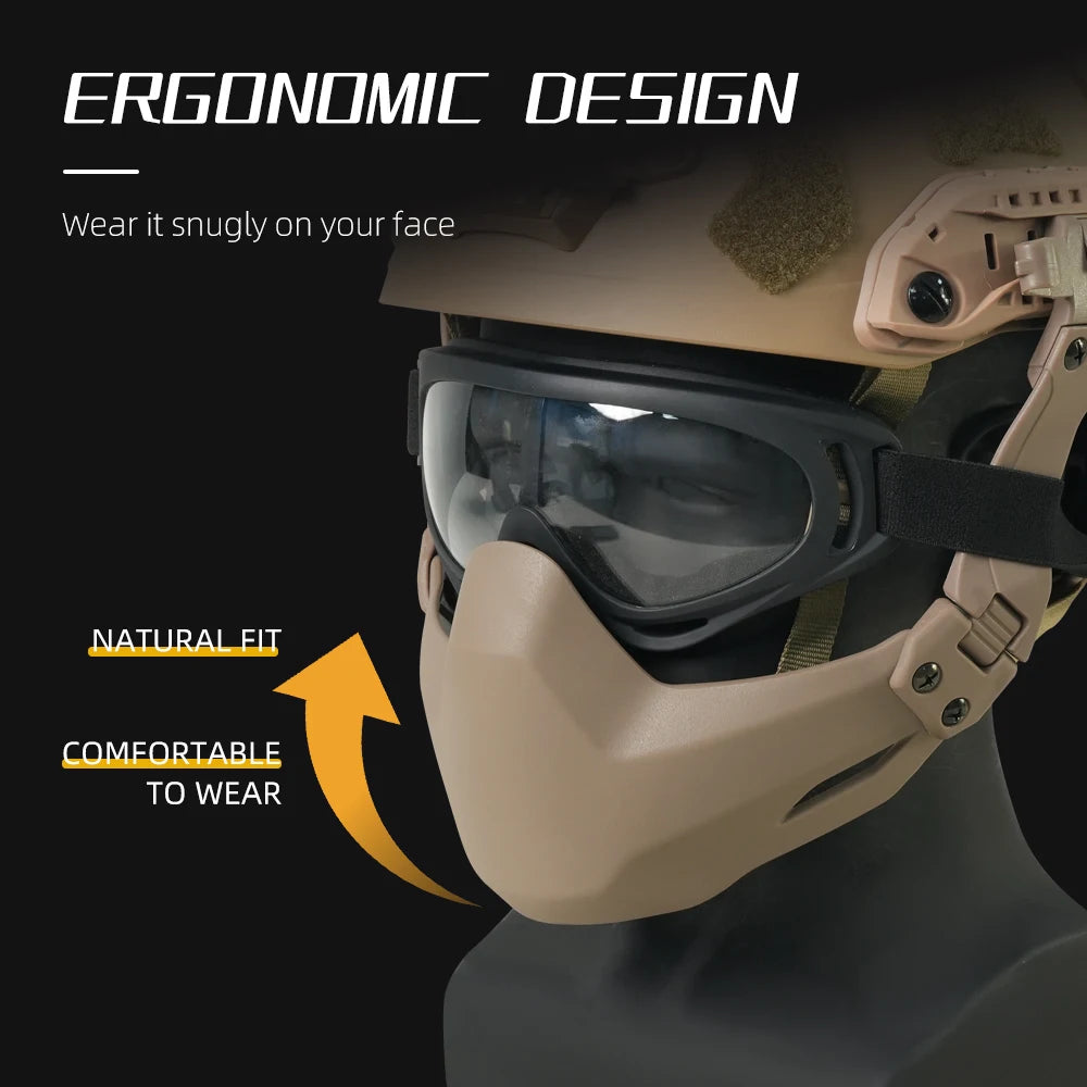 BOOIU Tactical Half-Face Folding Mask - Adjustable Nylon Protective Mask for Airsoft, Paintball, Hunting, and Wargame Gear