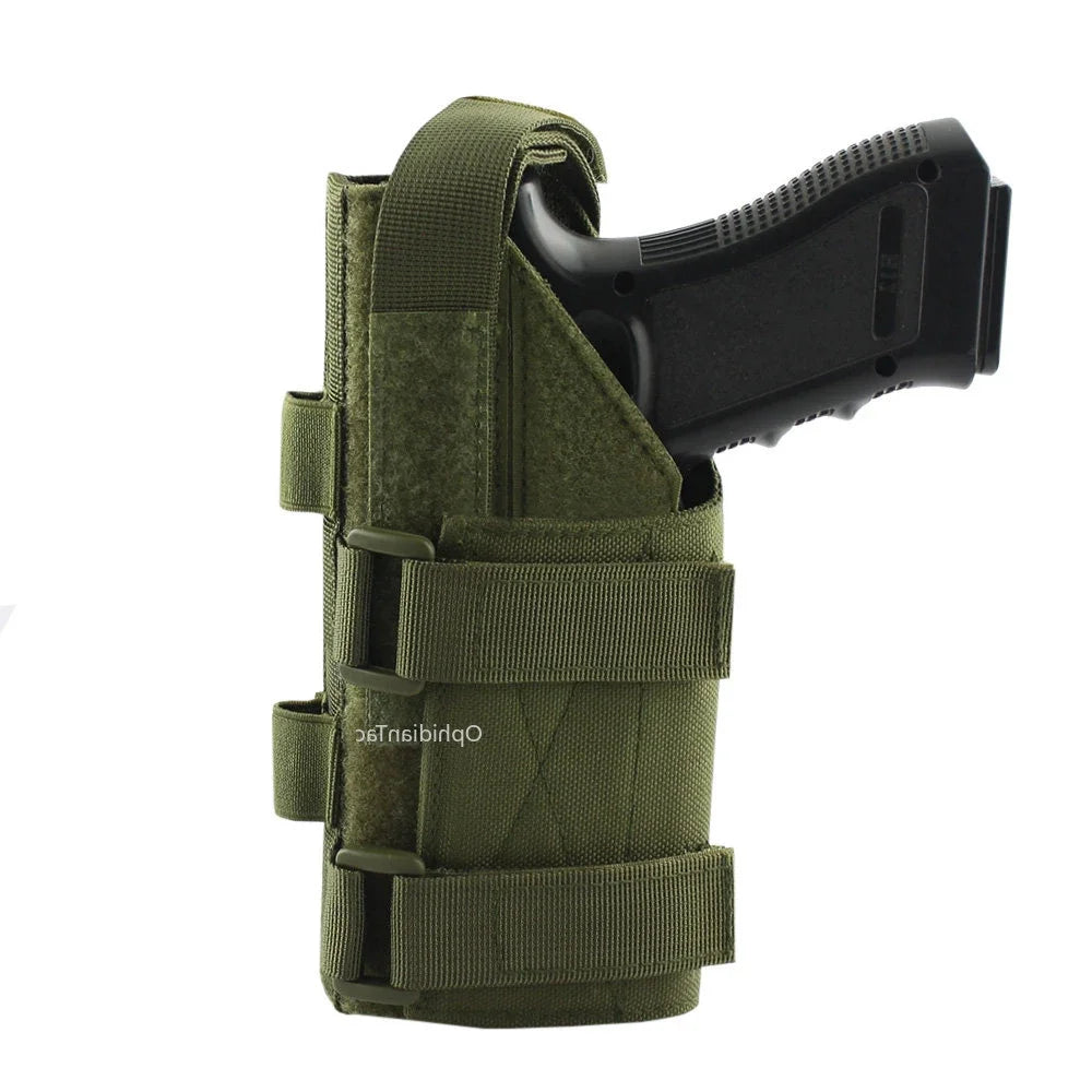Outdoor Tactical Molle Gun Holster - Right Hand Belt Pistol Holder for Glock 17 19 1911 M9 and More