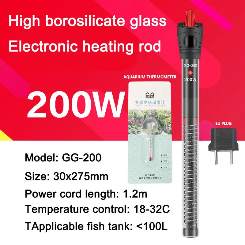 25W-300W Fish Tank Aquarium Heating Rod - Quartz Glass with Digital Display & Automatic Thermostat for Aquariums