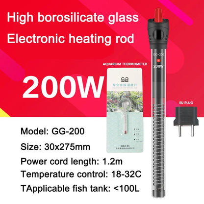 25W-300W Fish Tank Aquarium Heating Rod - Quartz Glass with Digital Display & Automatic Thermostat for Aquariums