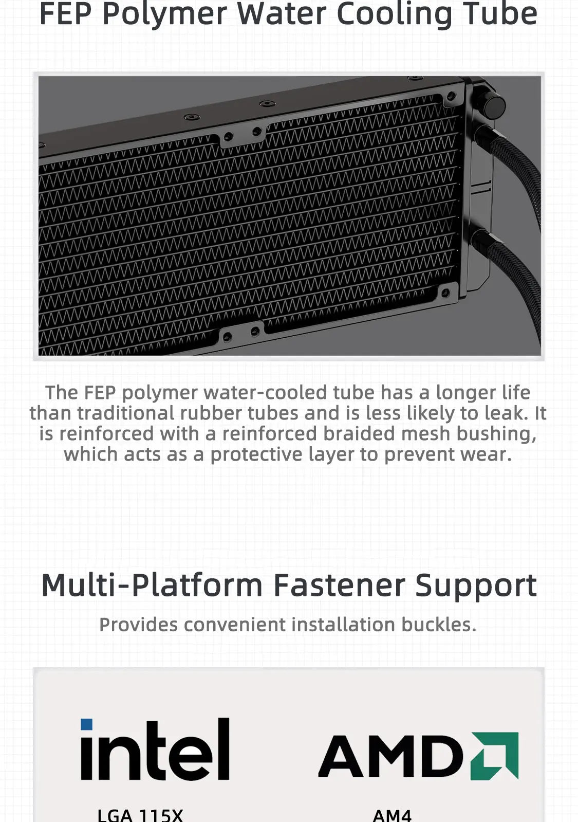 TEUCER NA-360 PC Water Cooling Radiator – Liquid Cooler for Intel LGA 2011/1700/1200/1155, AMD AM4/AM5, X99 Motherboard Support