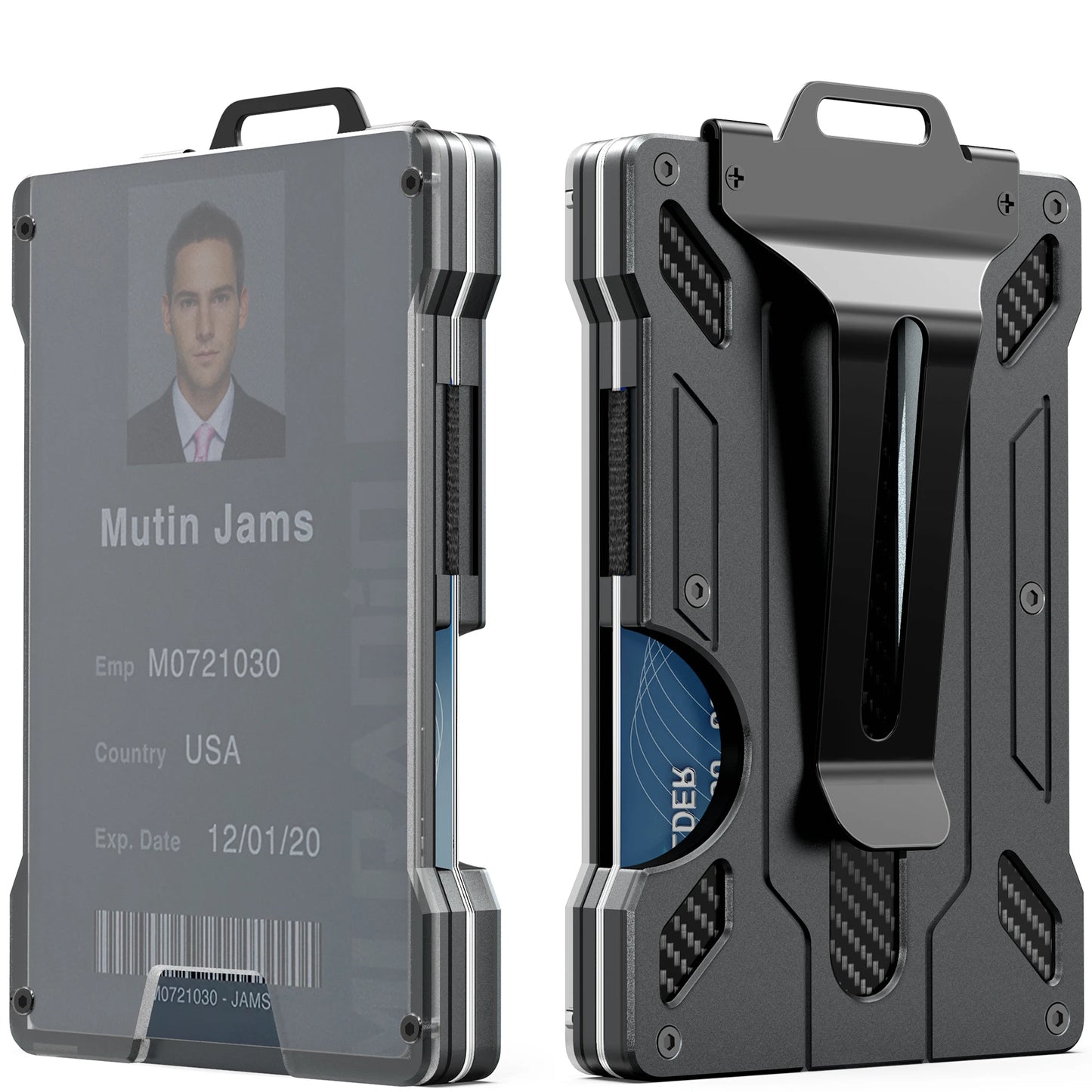 Slim RFID Blocking Metal Wallet for Men – Minimalist Aluminum Money Clip with Clear ID Holder, Holds Up to 15 Cards