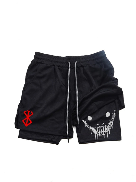 Berserk Men's 2 in 1 Sports Shorts – Quick Drying Running Shorts, Gym & Fitness Training, Double-Layered Design