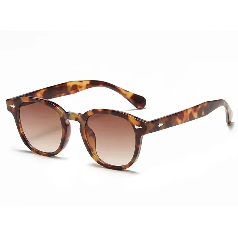 JNPCXI Retro Round Sunglasses – Punk Leopard Rivet Fashion Shades UV400 for Men & Women