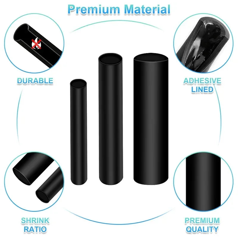 127/164/328/580Pcs Heat Shrink Tubing Kit – Shrinking Insulation Sleeving for Car Electrical Cable, Thermal Casing Wrap