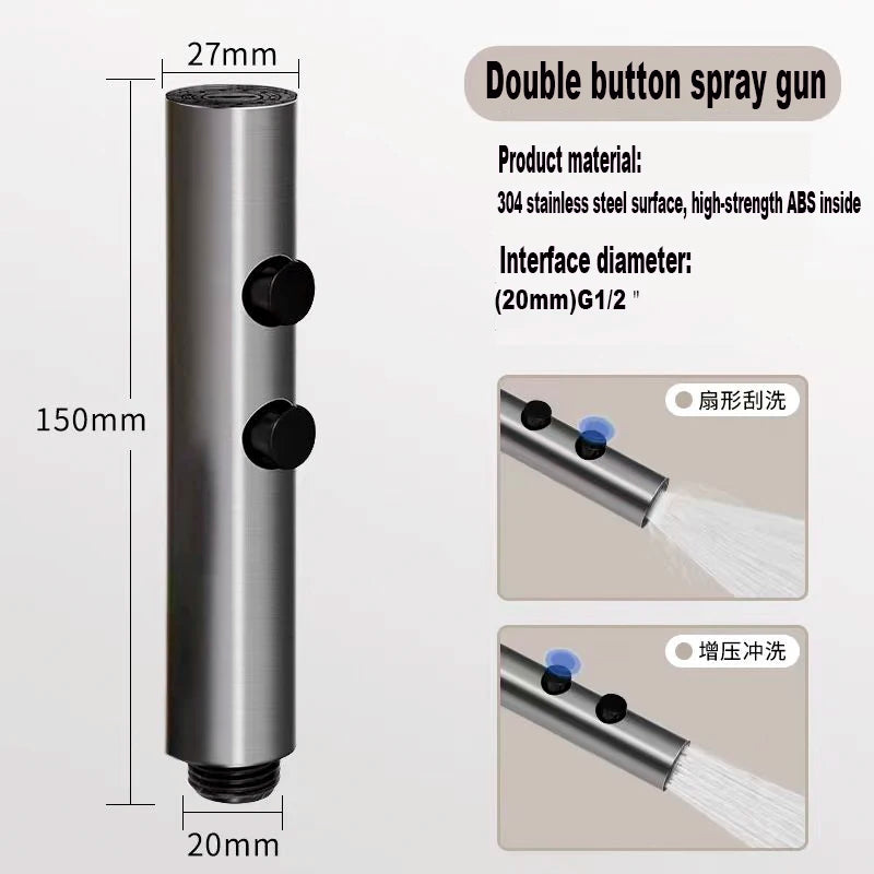 Stainless Steel Toilet Bidet Sprayer Set - Dual Button Handheld Rain Spray Faucet with Self-Cleaning Shower Head & Bathroom Hose Kit