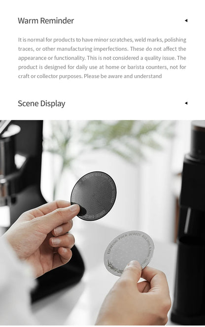 MHW-3BOMBER Espresso Puck Screen – 51/53/58.5mm Reusable Stainless Steel Coffee Filter, 0.8/0.2mm Thickness Coffee Tool
