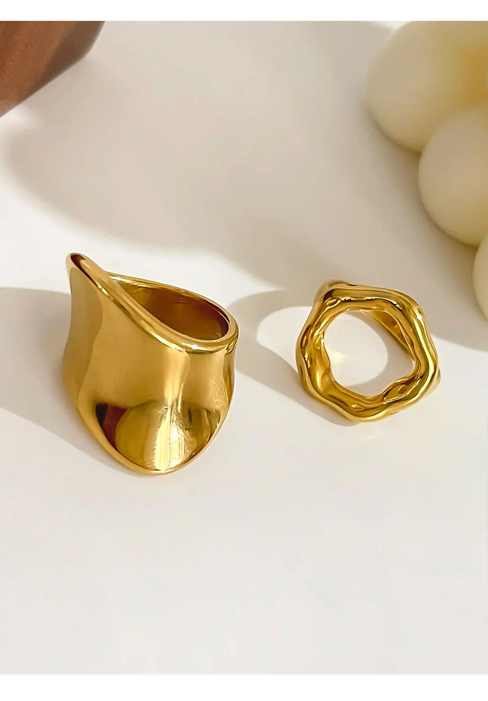 Peri'sbox Minimalist 18K Gold Plated Stainless Steel Ring – Anti-Tarnish Women’s Fashion Jewelry Gift