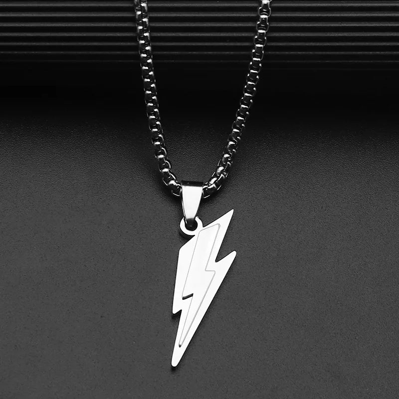 RAKOL Trendy Gamepad Lightning Stainless Steel Necklace for Women & Men, Gold Color Metal Pendant for Party & Everyday Jewelry