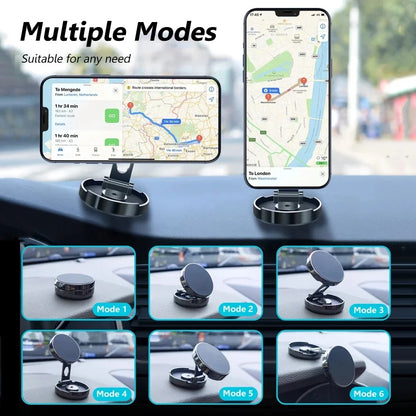 720° Foldable Magnetic Car Phone Holder – Strong Magnetic Round Mount for Universal Smartphones