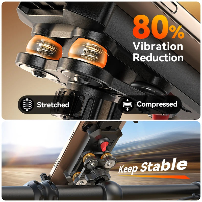 Joyroom Shockproof Bike & Motorcycle Phone Holder – Quick Install Mount with Vibration Dampener for 4.7-7" Phones