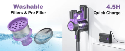 INSE S10 Cordless Vacuum Cleaner - 6 in 1 Stick Vacuum, 30KPa 350W Suction, Up to 50 Min Runtime, Rechargeable