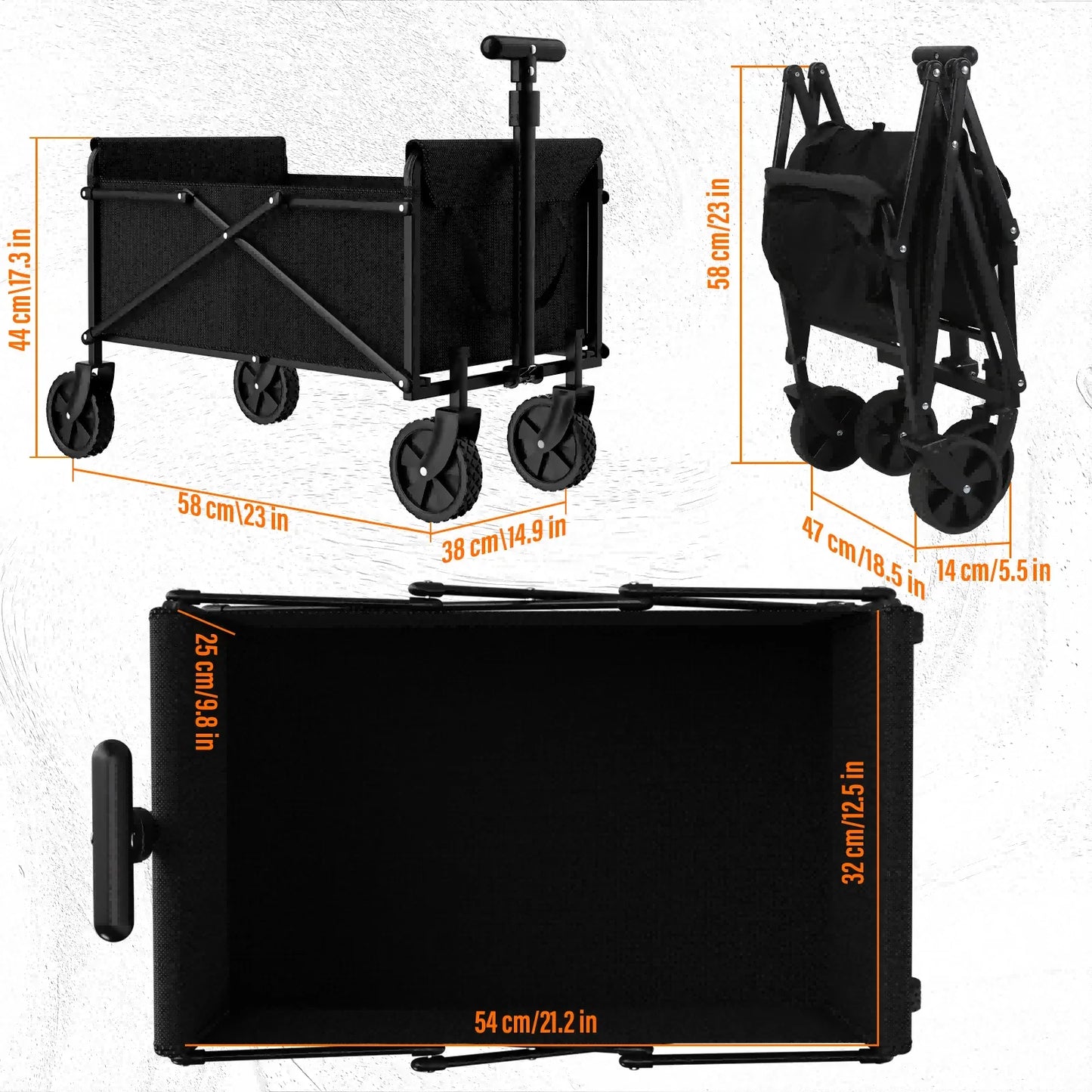 4-Wheel Foldable Garden Handcart – Heavy-Duty Portable Cargo Cart with One-Hand Carry & Easy Storage
