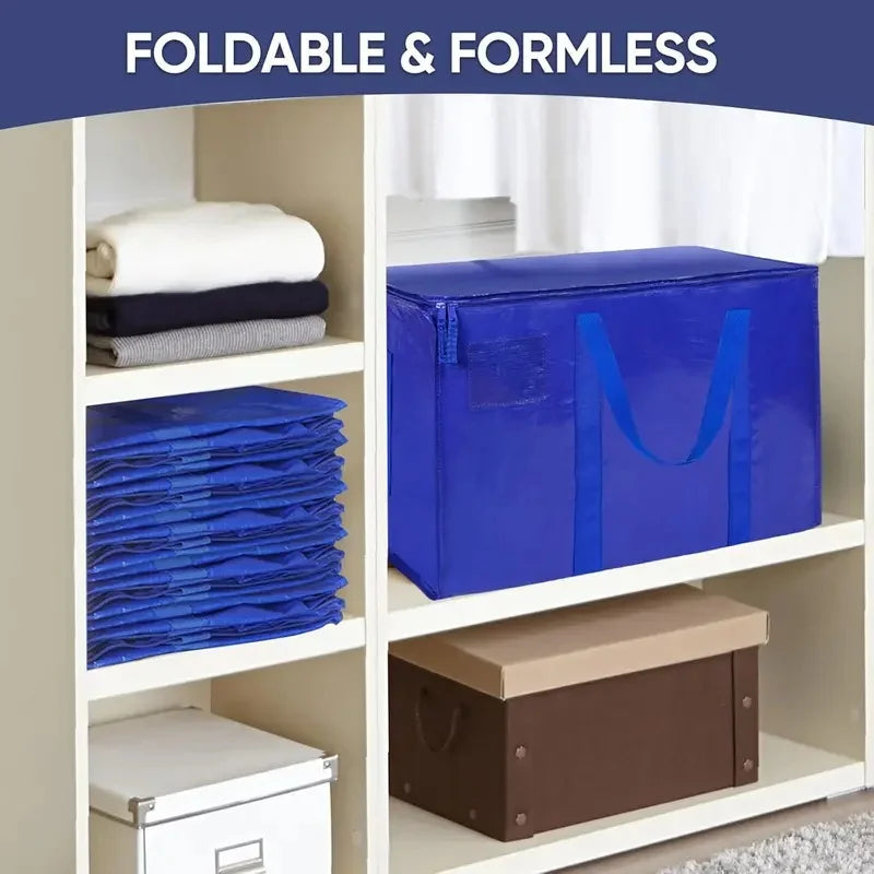6 Pack Extra Large Moving Bags - Heavy-Duty Waterproof Storage Totes with Handles & Zippers for Home and Dorm Use