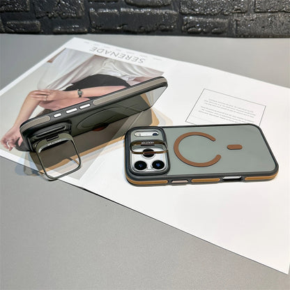 Luxury Matte Transparent MagSafe Kickstand Case — Magnetic Stand Cover for iPhone 11–17 Air, Plus, Pro Max