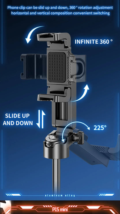 Mini Tripod Selfie Stick 2025 – Bluetooth Remote, One-Touch Push Button, 360° Rotating Stand for iPhone