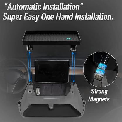 Center Console Organizer for Tesla Model 3 & Model Y Highland – Anti-Slip Under Screen Storage Box with Screen Back Storage