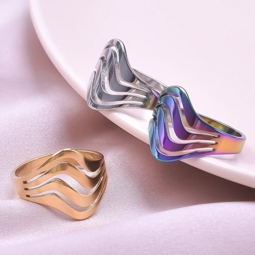 Stainless Steel Chunky Open Ring — Textured Vintage Lava Design for Men & Women