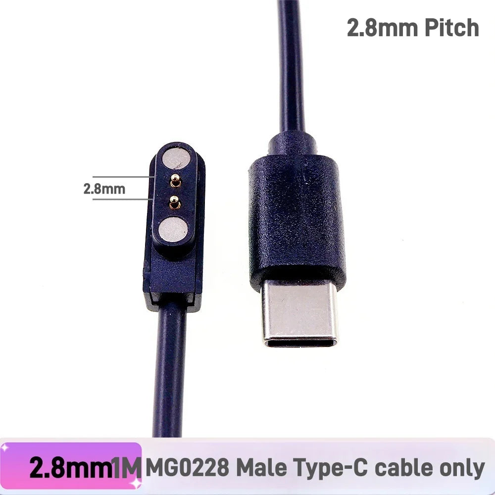 Magnetic Pogo Pin Connector - 2–5 Pin Spring-Loaded Male/Female Power Socket, 2.54/2.8mm Spacing, USB Cable Compatible