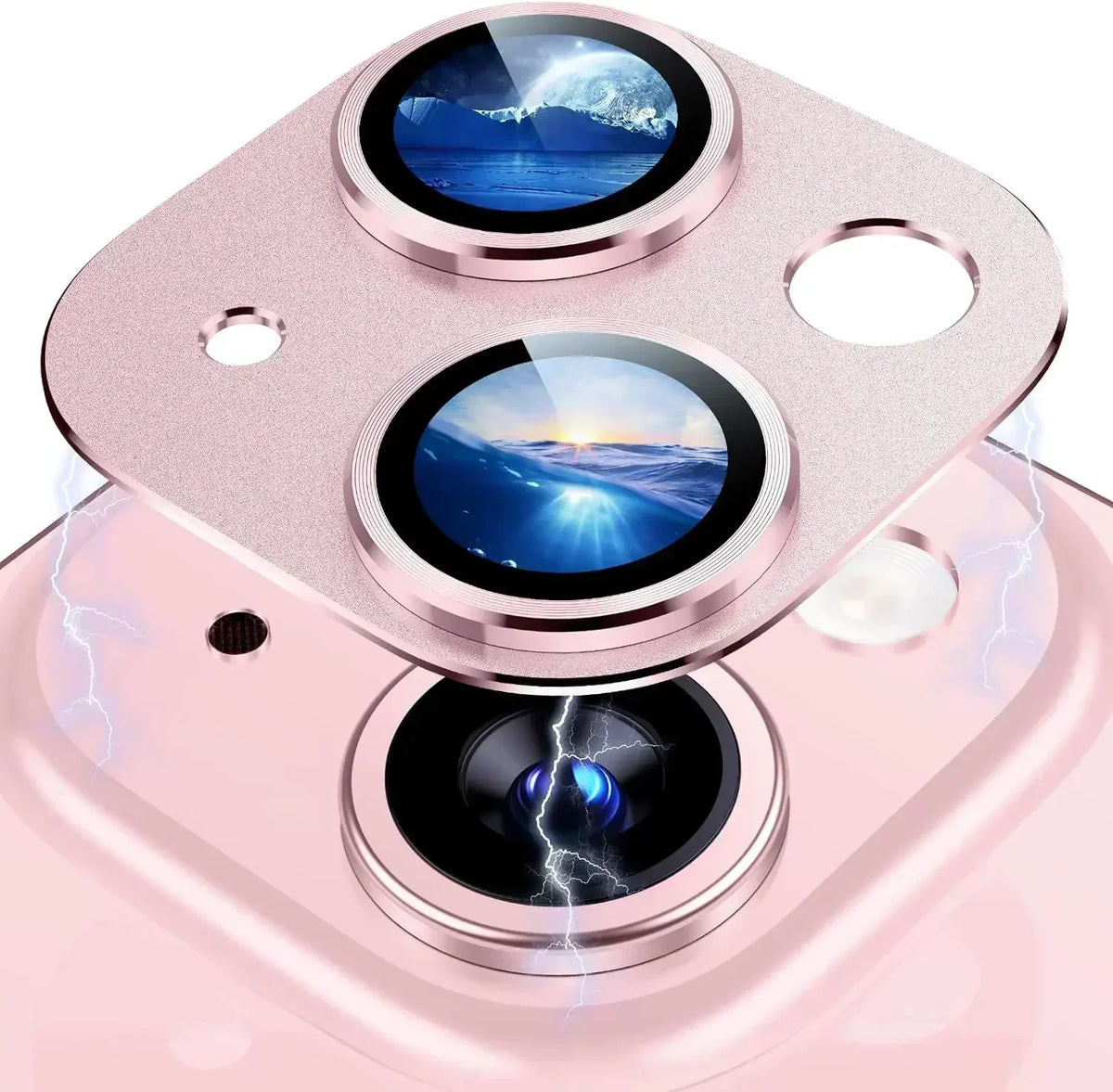 Titanium Black Camera Lens Protector - Metal Glass Cover for iPhone 13 to 15 Pro Max