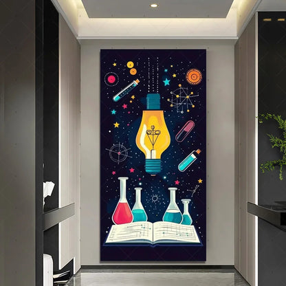 Chemistry Lab Door Cover Backdrop – Science Experiment Party Decoration & Photography Props with Laboratory Equipment Theme