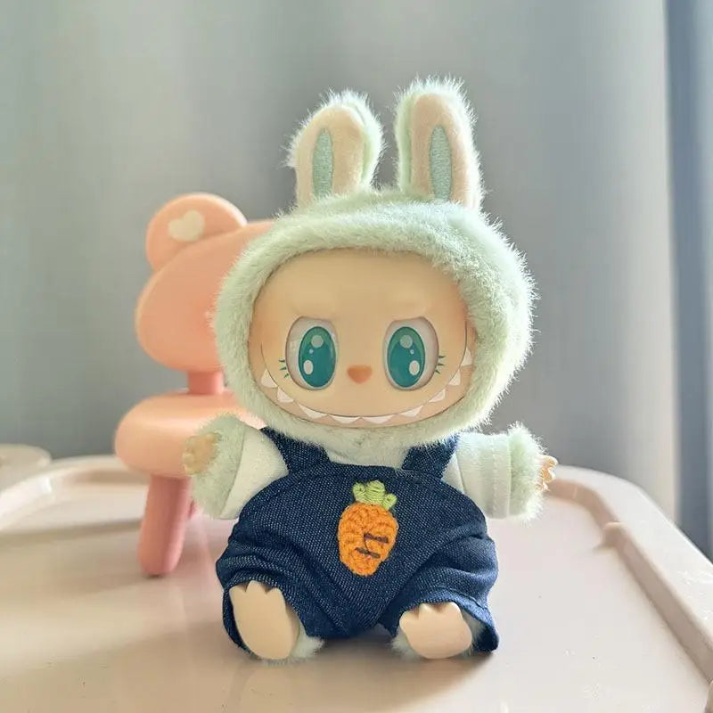 17cm Labubu Doll Clothes — Mini Outfit Accessories for K-Pop EXO I & II Dolls | Sitting Party Overalls Gift