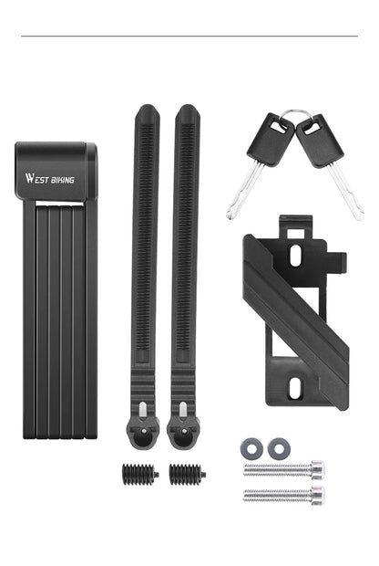 WEST BIKING Foldable Bike Lock – Heavy Duty Anti-Theft Chain Cable Padlock with 3 Keys for Bicycle & Motorcycle Security