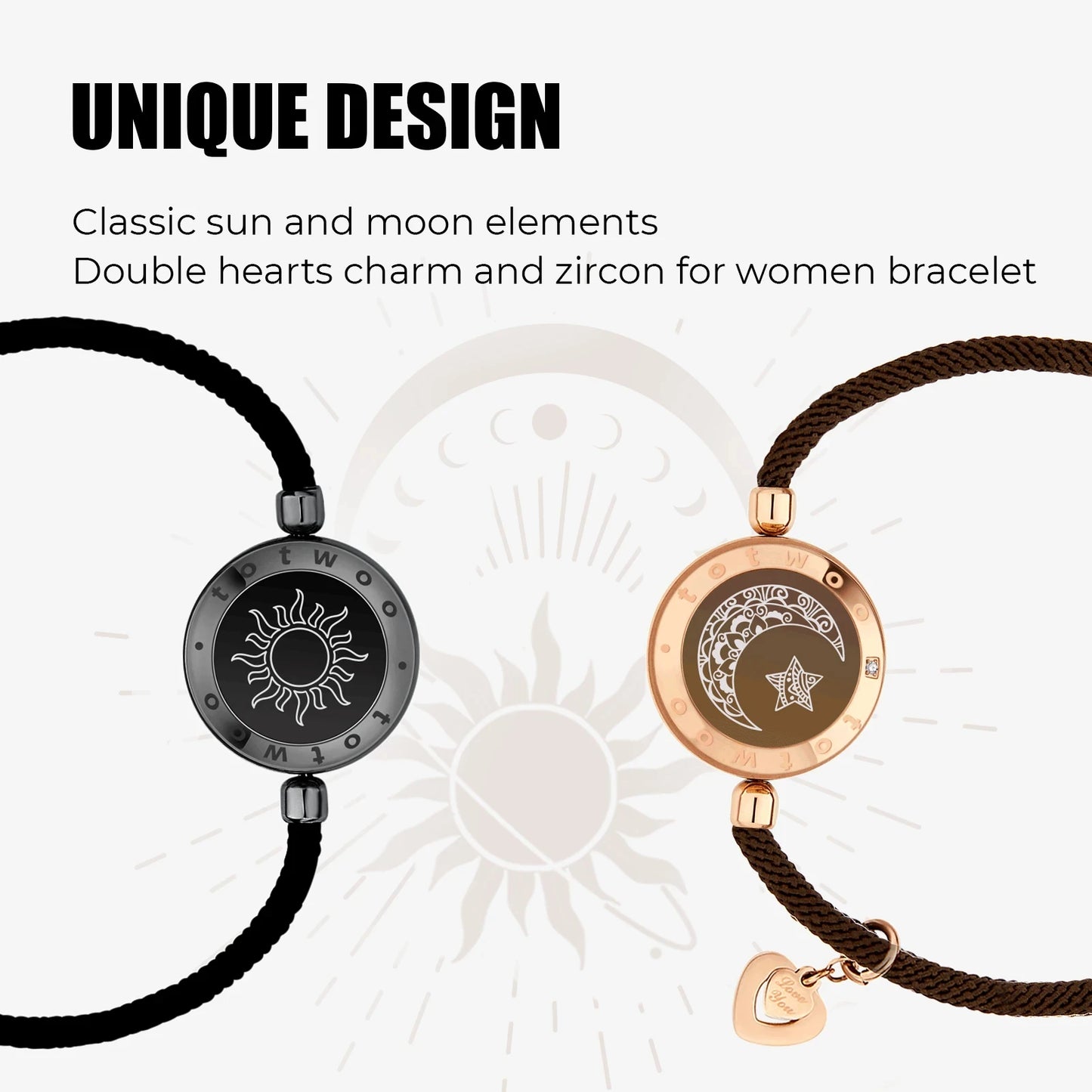 TOTWOO Long Distance Touch Bracelets for Couples - Light Up & Vibration Smart Jewelry | Relationship Gifts for Lovers