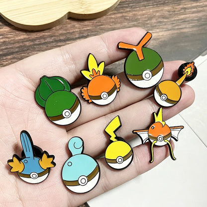 Anime Elf Enamel Pin Set - 8PCS Cute Cartoon Pokeball Lapel Brooches for Backpacks, Clothing & Gifts