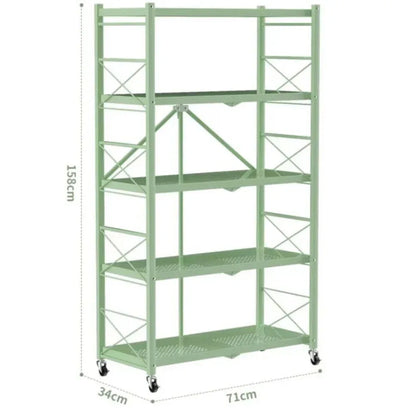 Foldable Kitchen Storage Rack – Large Multi-Layer Metal Shelf with Movable Iron Frame for Multifunctional Use