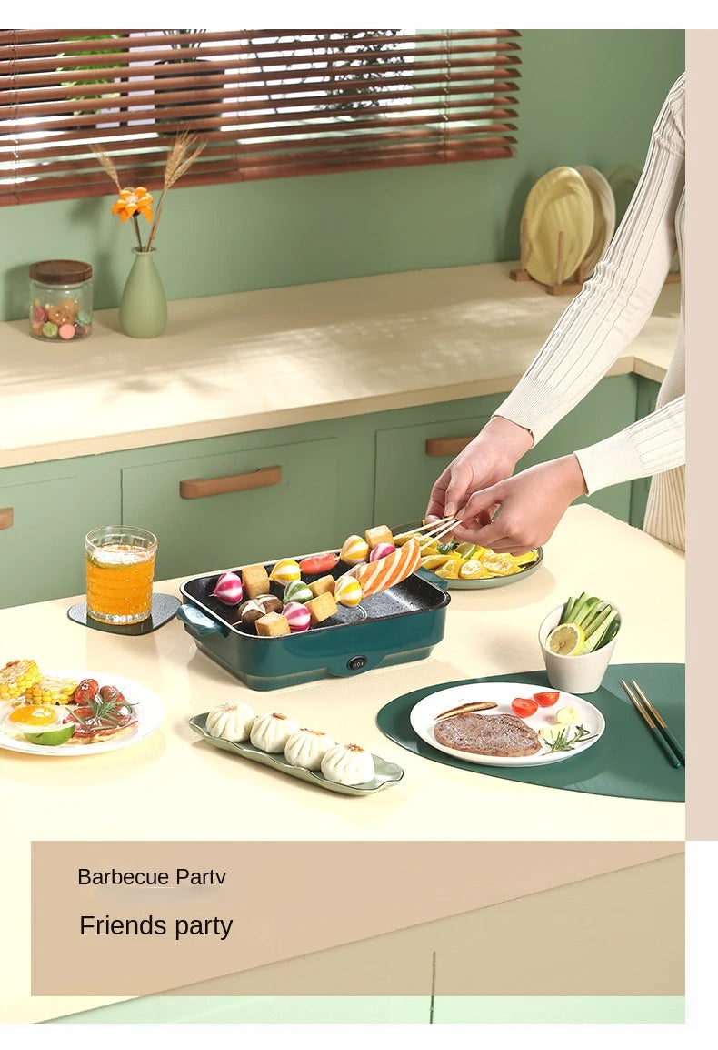 Multifunctional Electric BBQ Grill – 26cm Square Mini Electric Baking Tray and Wok for Pancakes, Steak, and Kitchen Frying