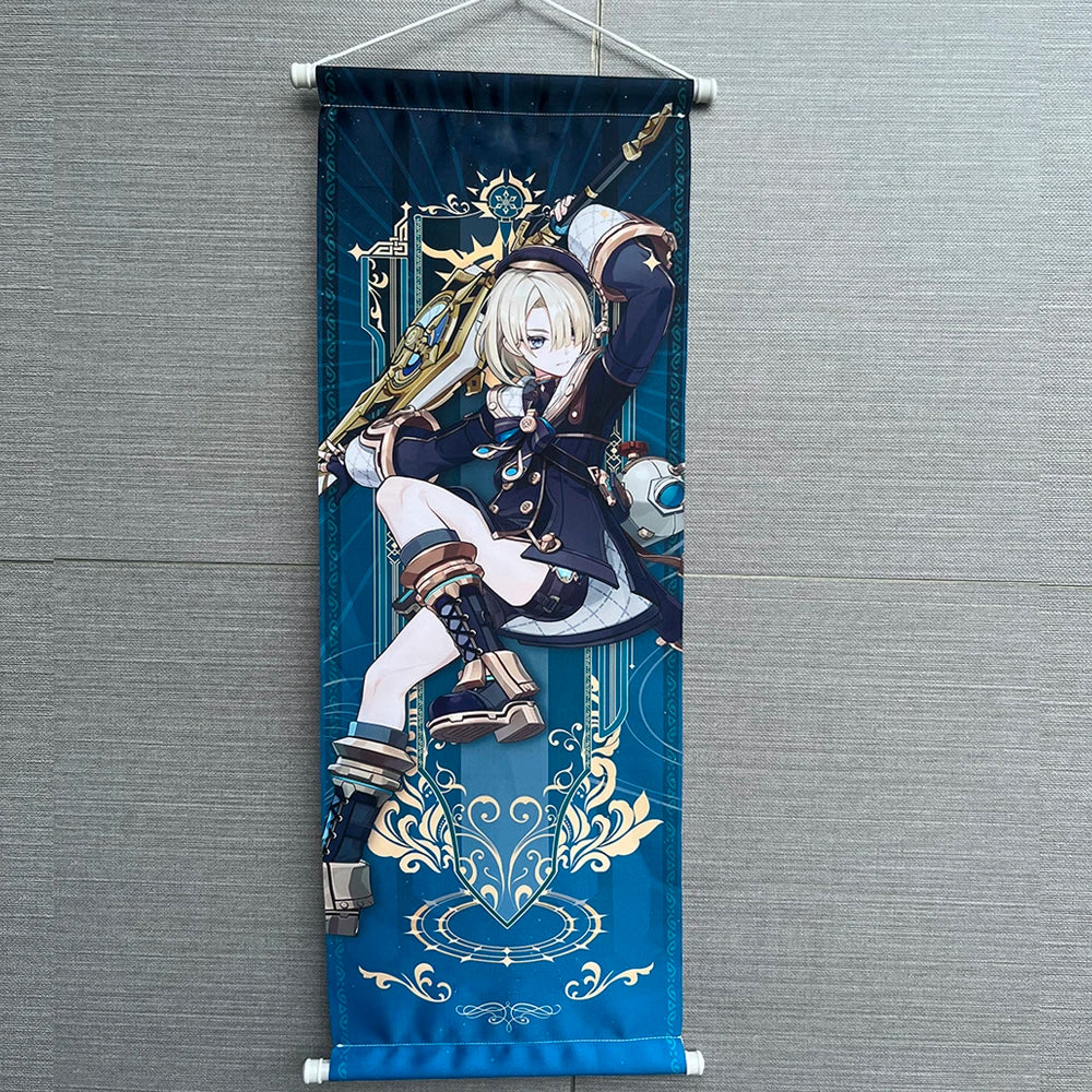 Hot Game Impact Scroll Canvas – Cartoon Heroes Wall Hanging Poster for Cosplay, Halloween, Xmas Decor & Gifts
